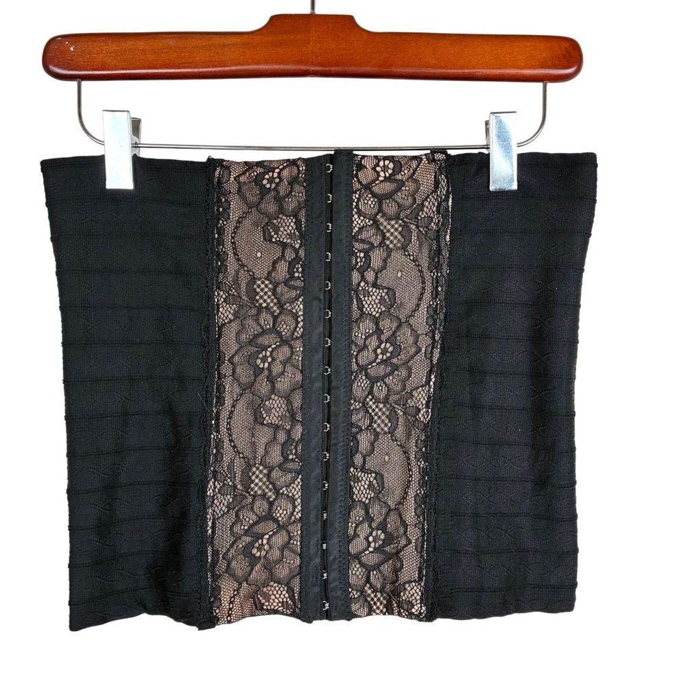 Corset Sz M Lace Gothic Waist Cincher Hook Eye Victorian Whimsigoth Dark Fairy